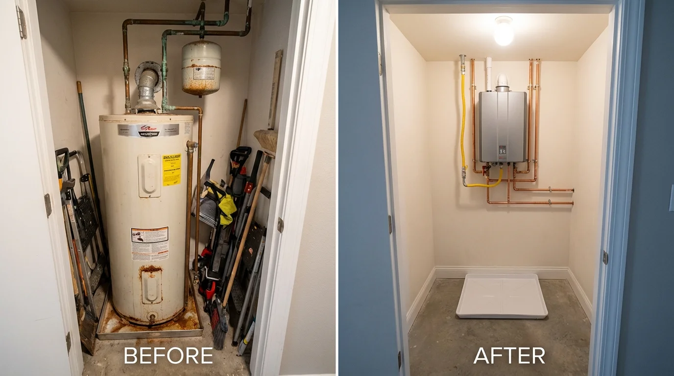 Tank water heater versus wall-mounted tankless unit comparison for Emerson, GA homeowners